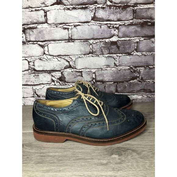 1901 Blue Leather Wingtip Oxfords Lace Up Shoes Men's Sz 9.5M US/43EU M72913 - Picture 13 of 16